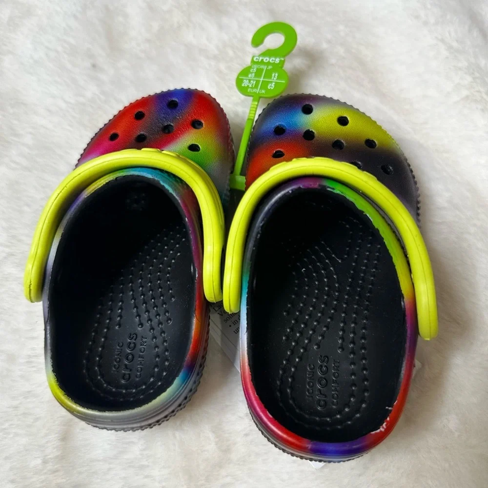 CROCS Kids' Vibrant Tie-Dye Slippers